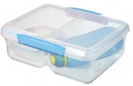 3-delt frokost sæt Sistema Combo Gennemsigtig og blå