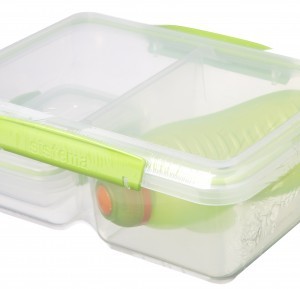 3-delt frokost sæt Sistema Combo Gennemsigtig og grøn