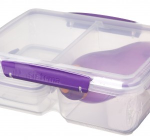 3-delt frokost sæt Sistema Combo Gennemsigtig og lilla