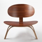 Crab stol i bøjet lamineret mahogni- og krydsfiner forfra