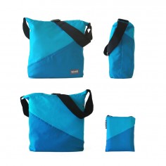 Flip & Tumble skuldertaske blå fra forskellige vinkler