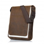 Muzetto af Waterfield i brun læder med lyst stof