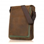 Muzetto af Waterfield i brun læder med mørkegrønt stof