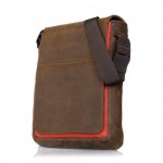 Muzetto af Waterfield i brun læder med rødt stof