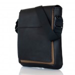 Muzetto af Waterfield i sort læder med brunt stof