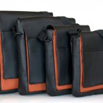 Muzetto af Waterfield i sort læder med orange stof 4 størrelser