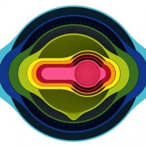 NEST skålsæt 8 dele multicolour oppefra nærmest kunst