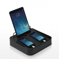 Santuary 4 fra Bluelounge i sort med Apple enheder