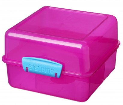 Sistema LunchCube pink med blå lukkedims BPA fri